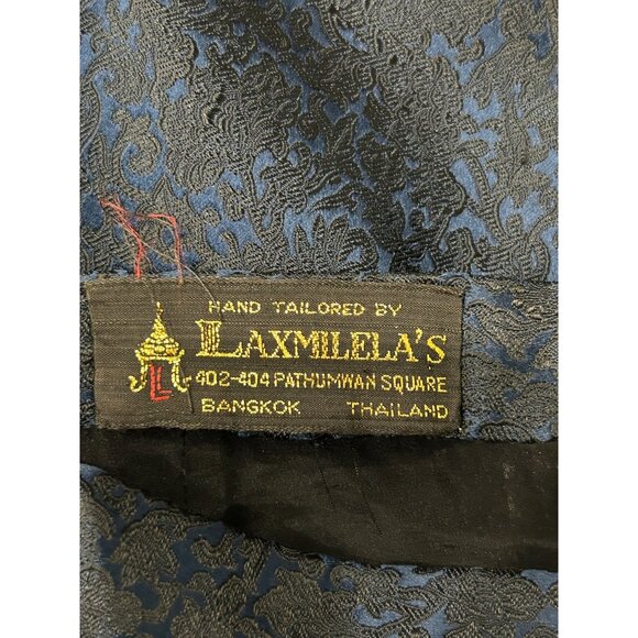 Laxmilelas Tailored Blue Brocade Dress Suit Custom-Made Elegant 2 Piece Design - Picture 5 of 12